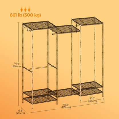 Portable Wardrobe, Open Wardrobe, Heavy-Duty Metal Clothes Rack with Adjustable Shelves and Hanging Rails - image 6