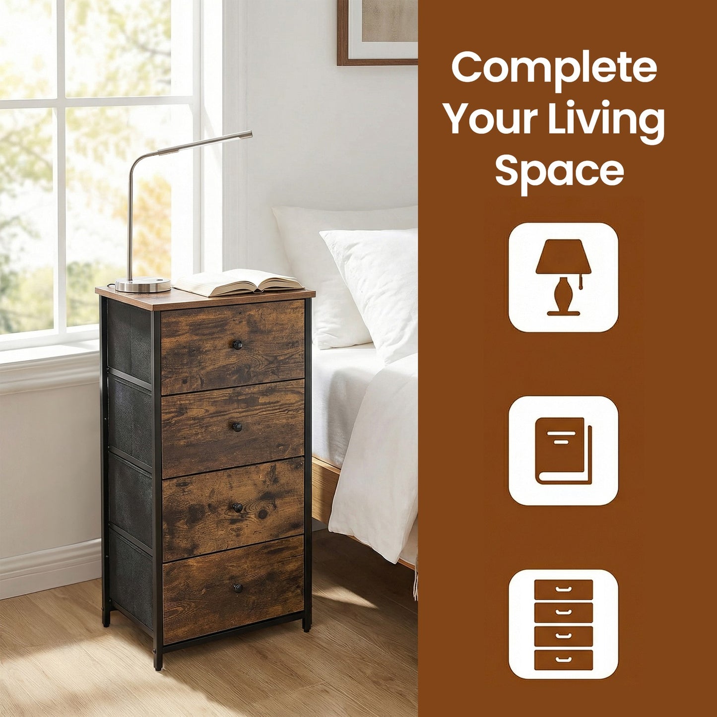 Fabric Dresser for Bedroom, with 4 Drawers, Metal Frame - image 16