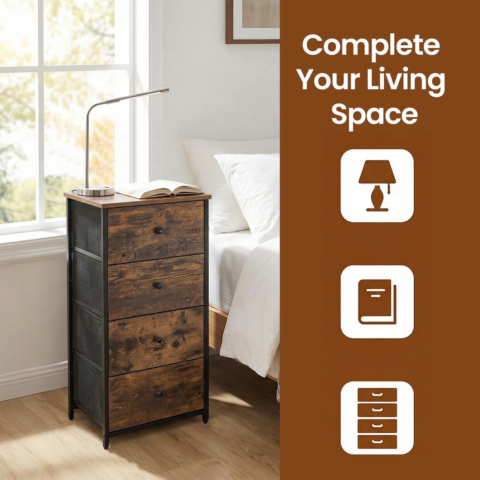 Fabric Dresser for Bedroom, with 4 Drawers, Metal Frame - image 16