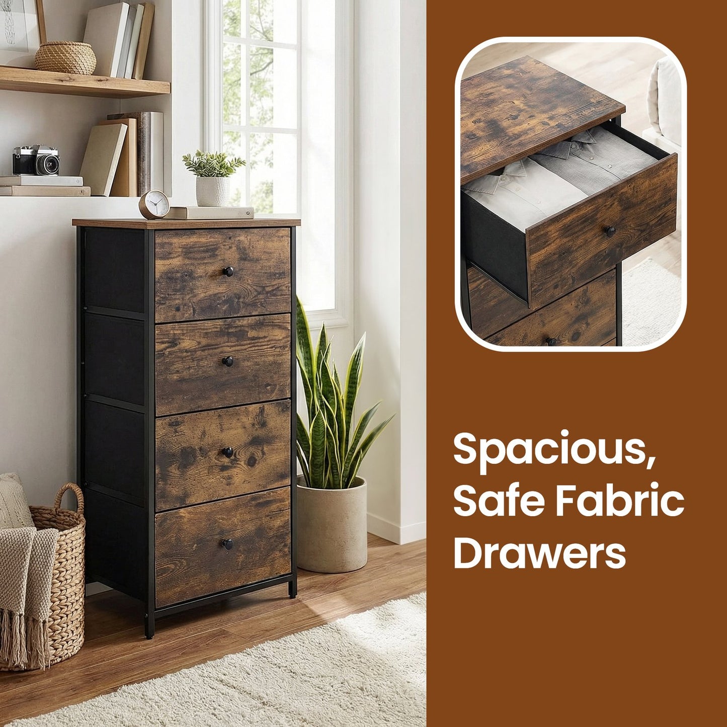 Fabric Dresser for Bedroom, with 4 Drawers, Metal Frame - image 17