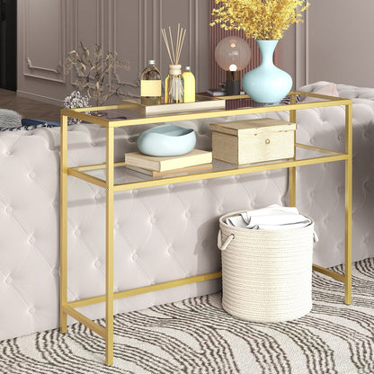 Console Table, Side Table, Tempered Glass Tabletop - image 6
