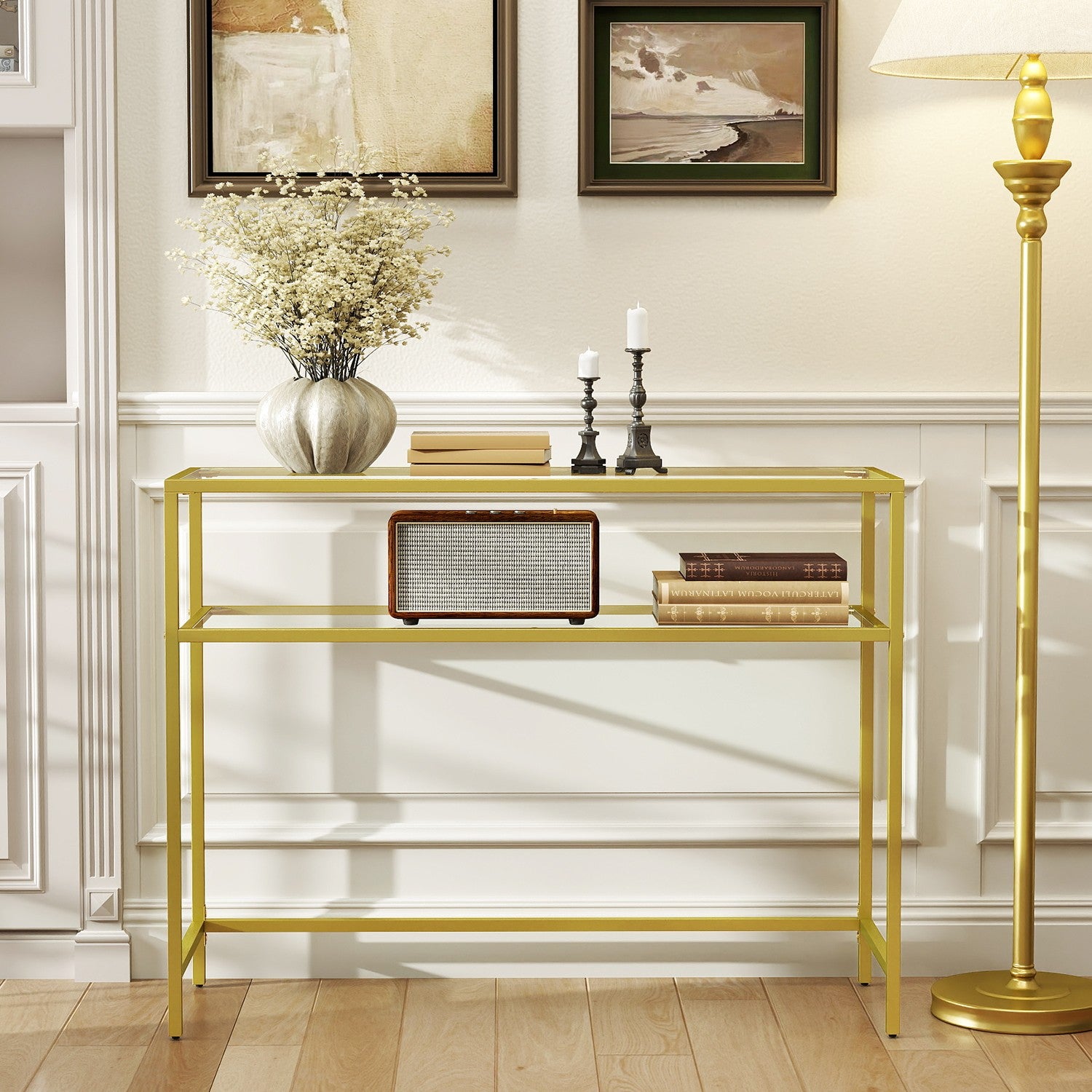 Console Table, Side Table, Tempered Glass Tabletop - image 8