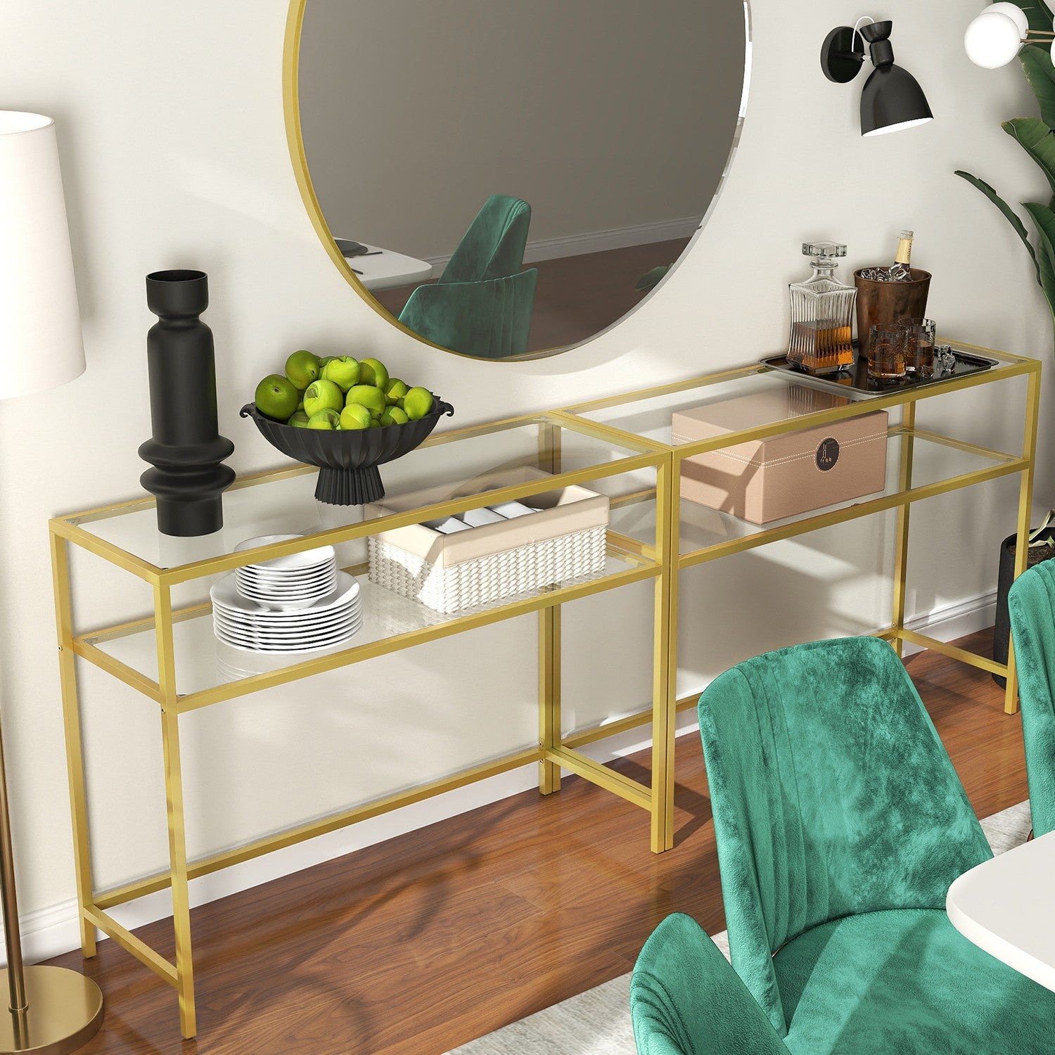 Console Table, Side Table, Tempered Glass Tabletop - image 9