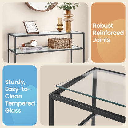 Console Table, Side Table, Tempered Glass Tabletop - image 3