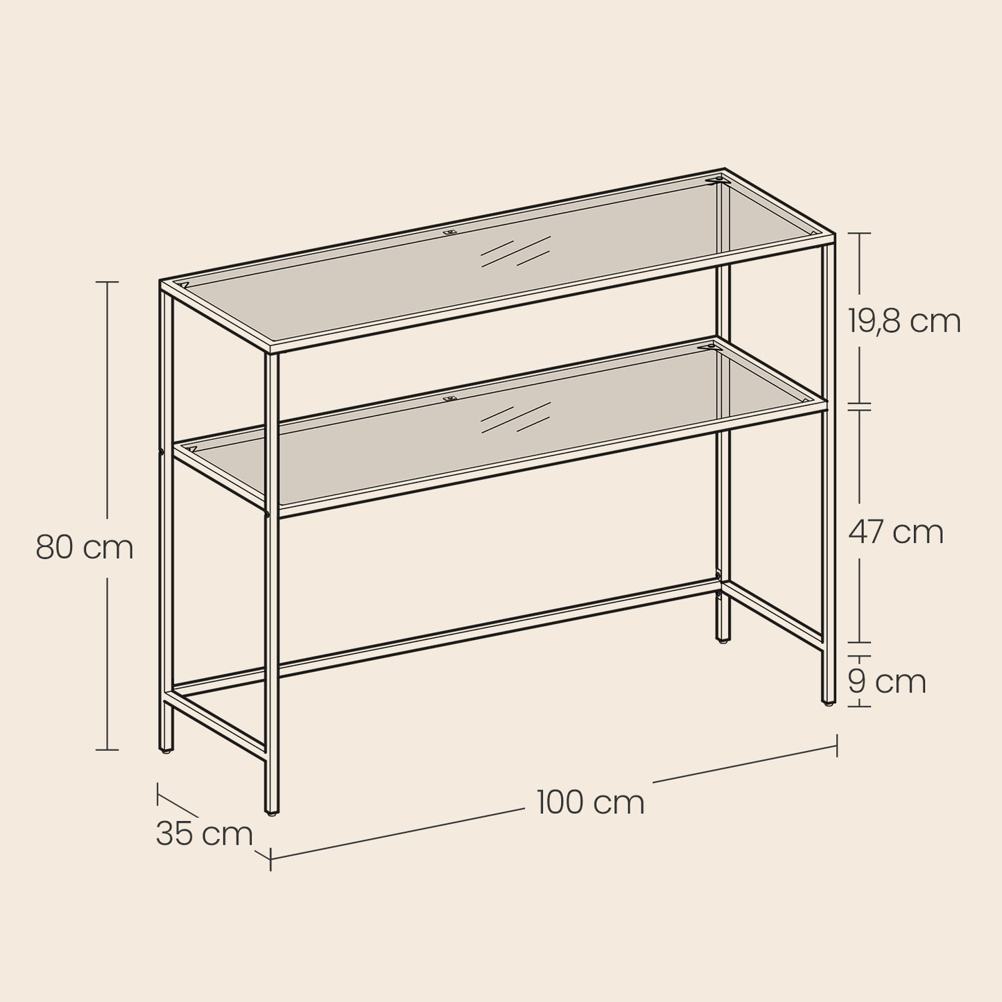 Console Table, Side Table, Tempered Glass Tabletop - image 5