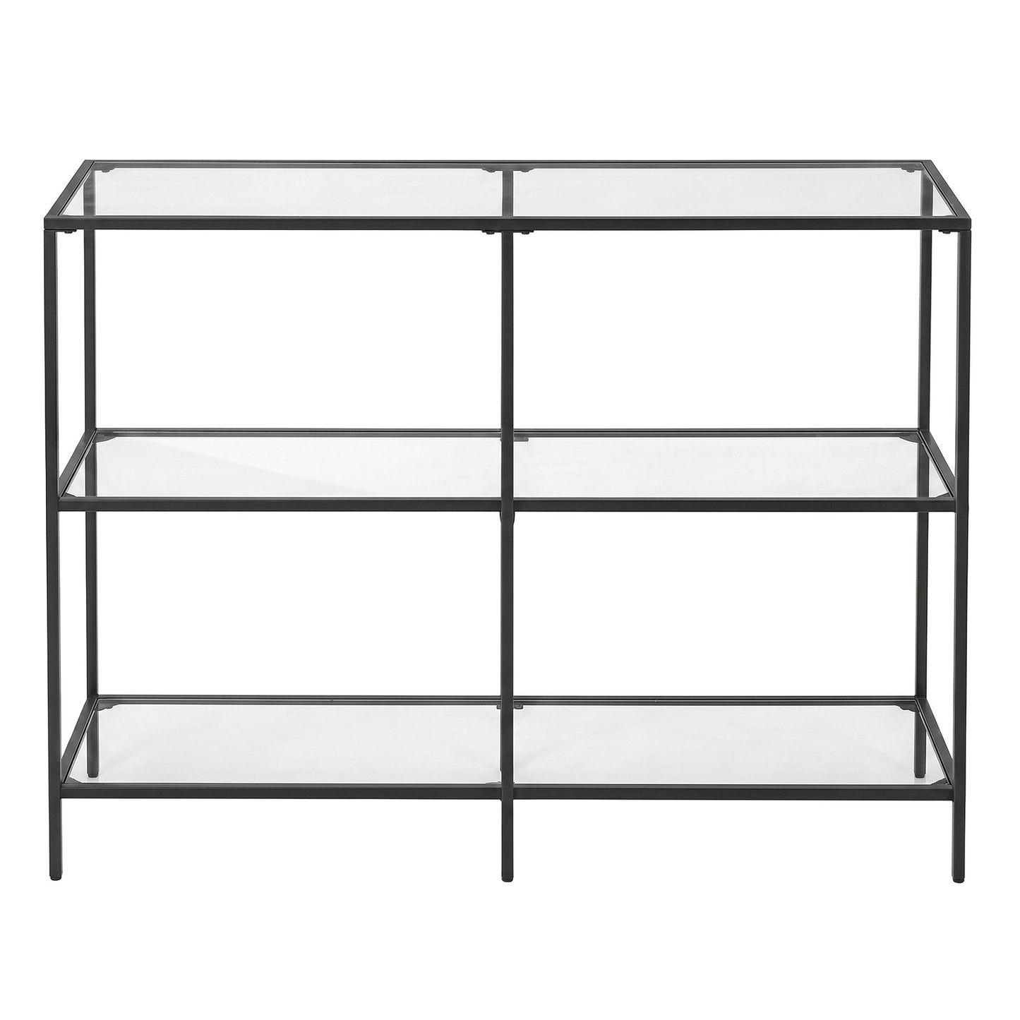 Modern Entryway Table, 3-Tier Console Table with Tempered Glass Tabletop, Sofa Table, Black - image 1