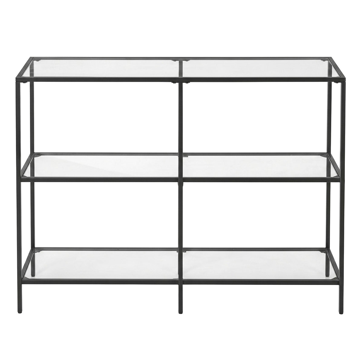Modern Entryway Table, 3-Tier Console Table with Tempered Glass Tabletop, Sofa Table, Black - image 1