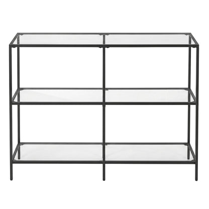 Modern Entryway Table, 3-Tier Console Table with Tempered Glass Tabletop, Sofa Table, Black - image 1