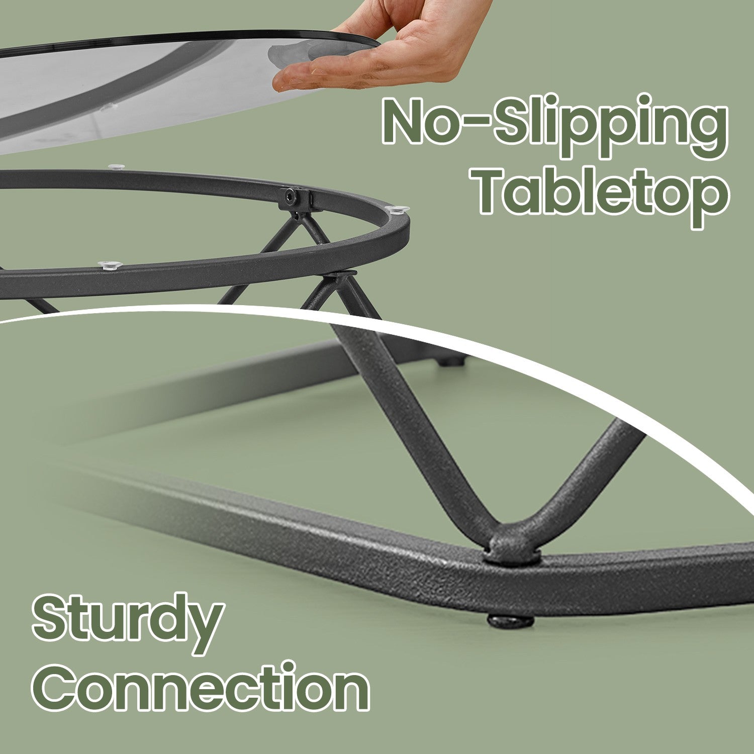 Small Round Coffee Table Set of 2, with Steel Frame, for Living Room - image 4