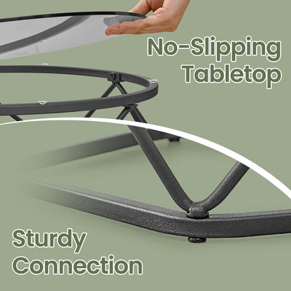 Small Round Coffee Table Set of 2, with Steel Frame, for Living Room - image 4