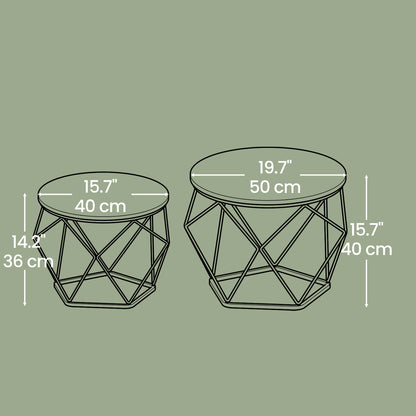 Small Round Coffee Table Set of 2, with Steel Frame, for Living Room - image 7
