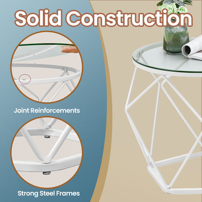 Small Round Coffee Table Set of 2, with Steel Frame, for Living Room - image 9