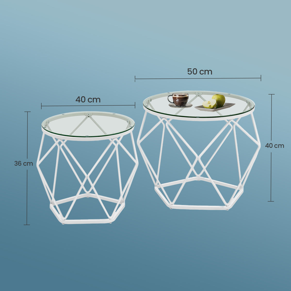 Small Round Coffee Table Set of 2, with Steel Frame, for Living Room - image 12