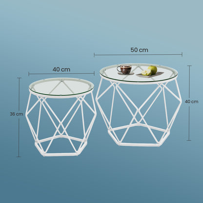 Small Round Coffee Table Set of 2, with Steel Frame, for Living Room - image 12