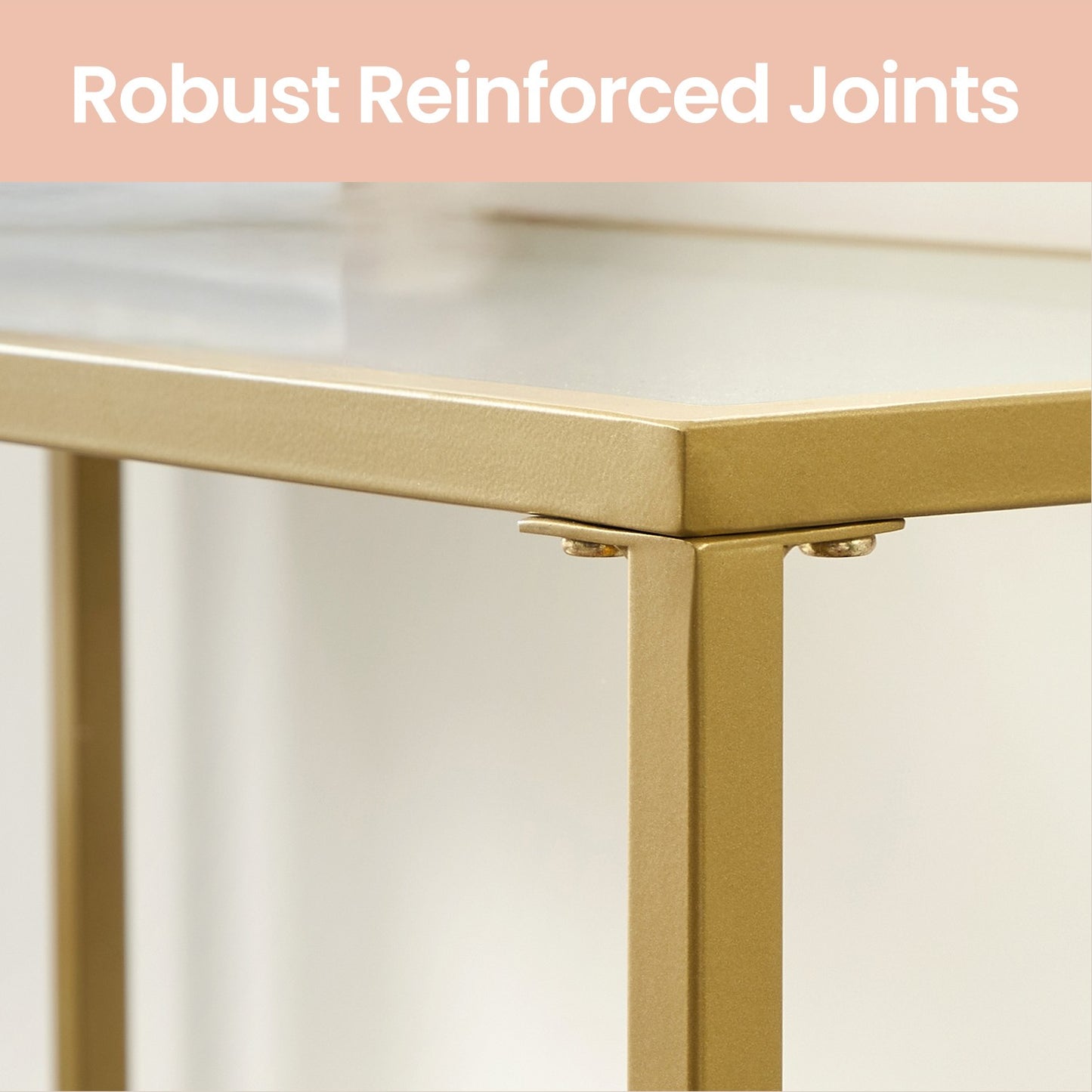 Modern Entryway Table, Console Table with Tempered Glass Tabletop, Sofa Table, Gold - image 5