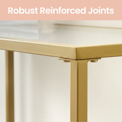 Modern Entryway Table, Console Table with Tempered Glass Tabletop, Sofa Table, Gold - image 5