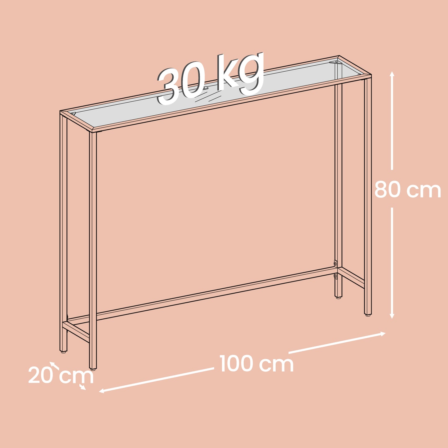 Modern Entryway Table, Console Table with Tempered Glass Tabletop, Sofa Table, Gold - image 6