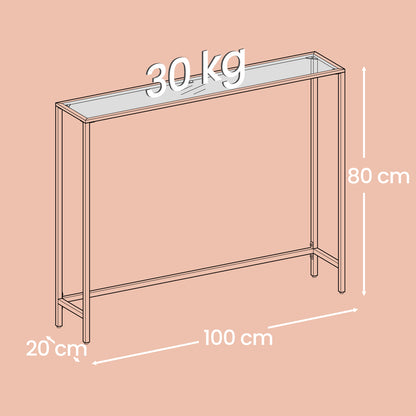 Modern Entryway Table, Console Table with Tempered Glass Tabletop, Sofa Table, Gold - image 6