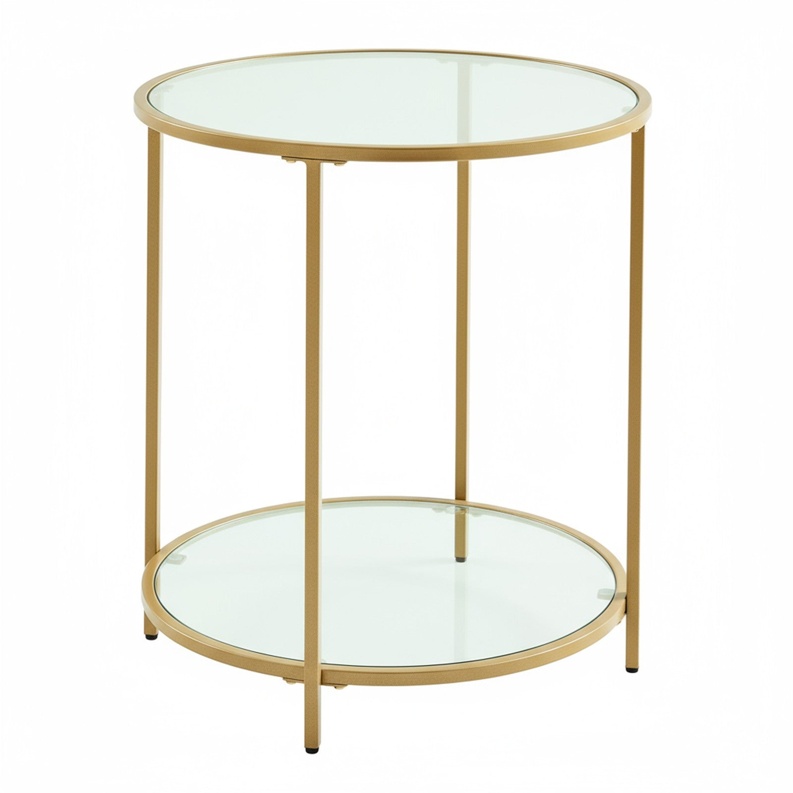 Glass End Table, Round Side Table with Metal Frame, for Living Room - image 1
