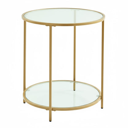 Glass End Table, Round Side Table with Metal Frame, for Living Room - image 1