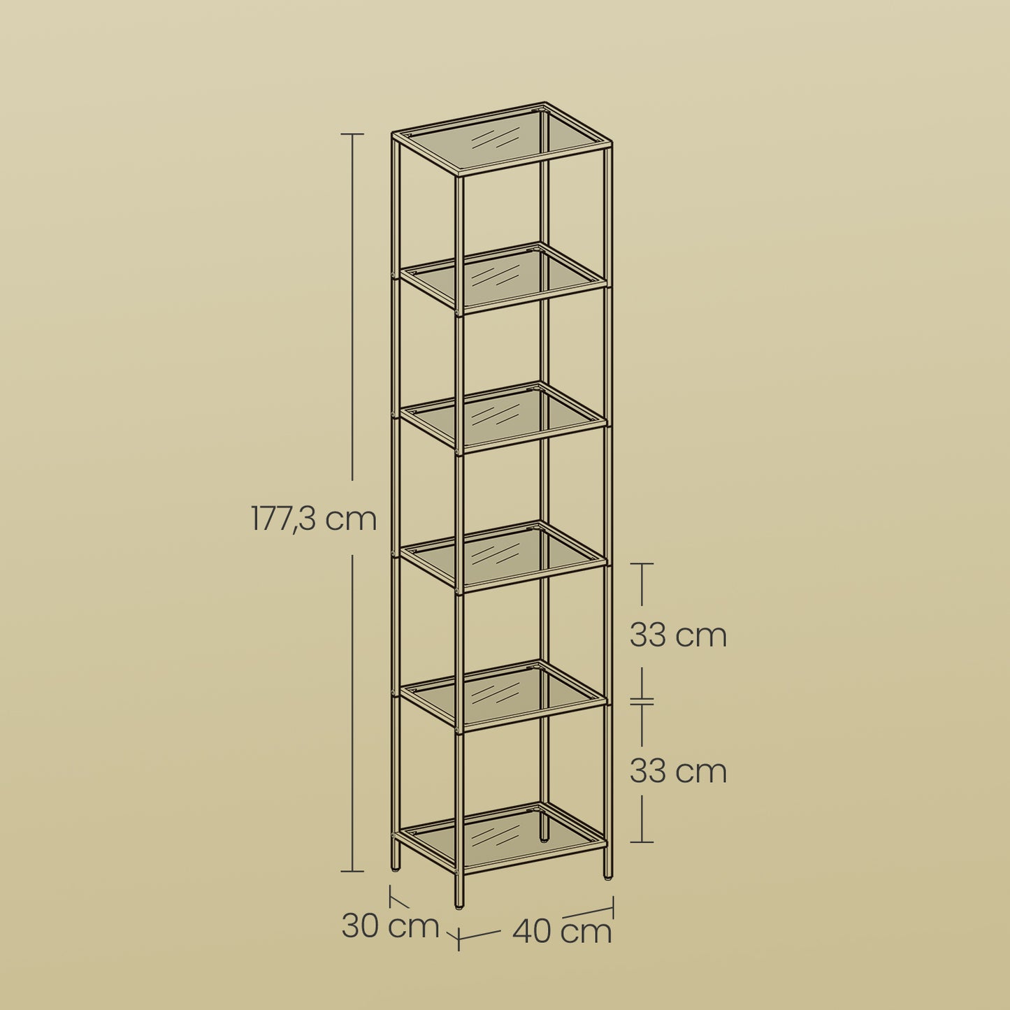 6-Tier Glass Shelf, Bookshelf - image 3