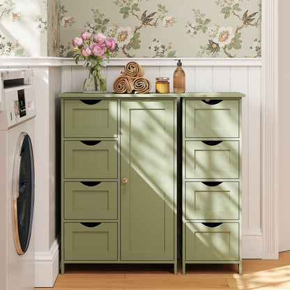 Freestanding Storage Cabinet for Bathroom, with Drawers, Modern Bathroom Storage Organiser Unit, Green - image 3