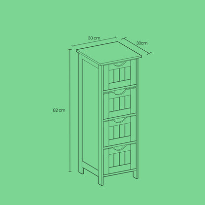 Freestanding Storage Cabinet for Bathroom, with Drawers, Modern Bathroom Storage Organiser Unit, Green - image 6
