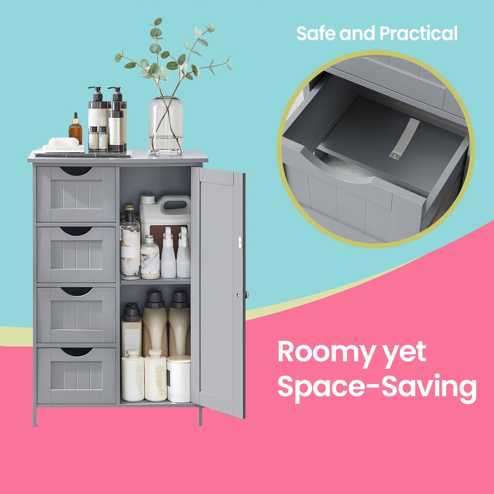 Bathroom Floor Storage Cabinet, Bathroom Storage Unit with 4 Drawers - image 4