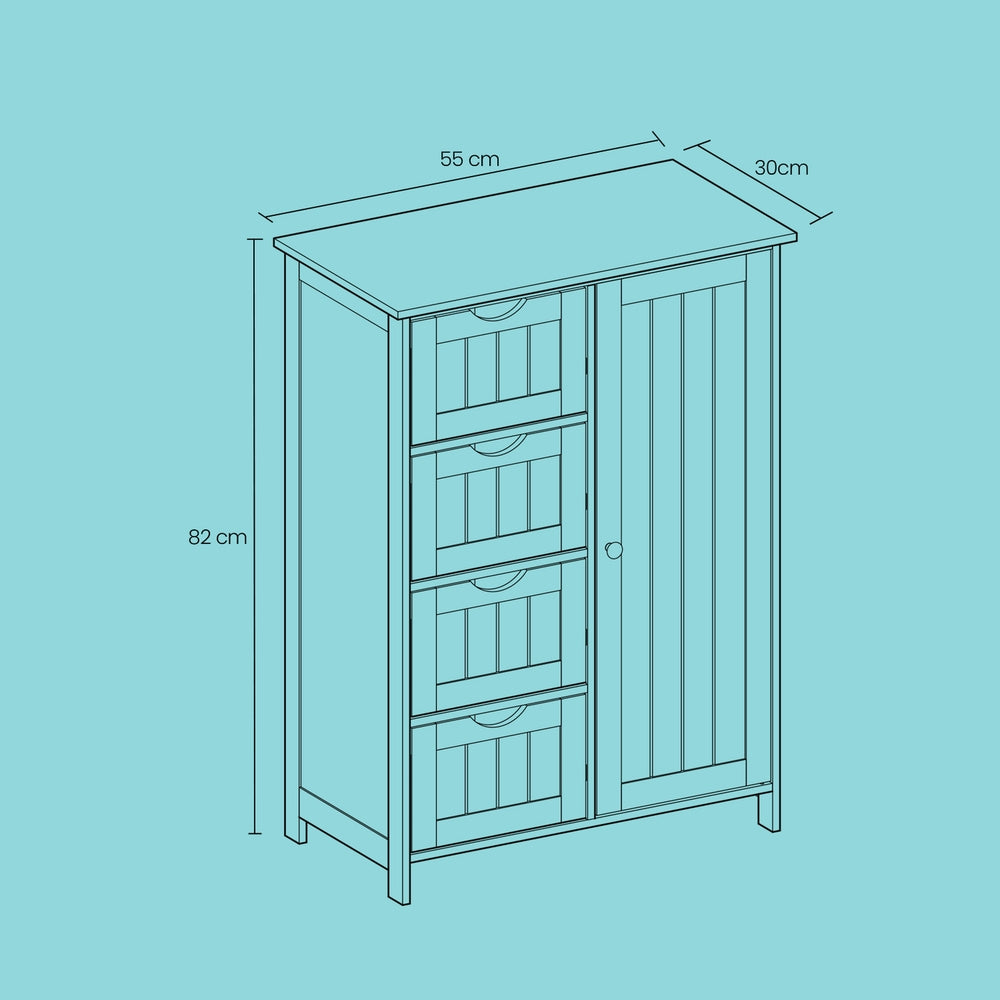 Bathroom Floor Storage Cabinet, Bathroom Storage Unit with 4 Drawers - image 6