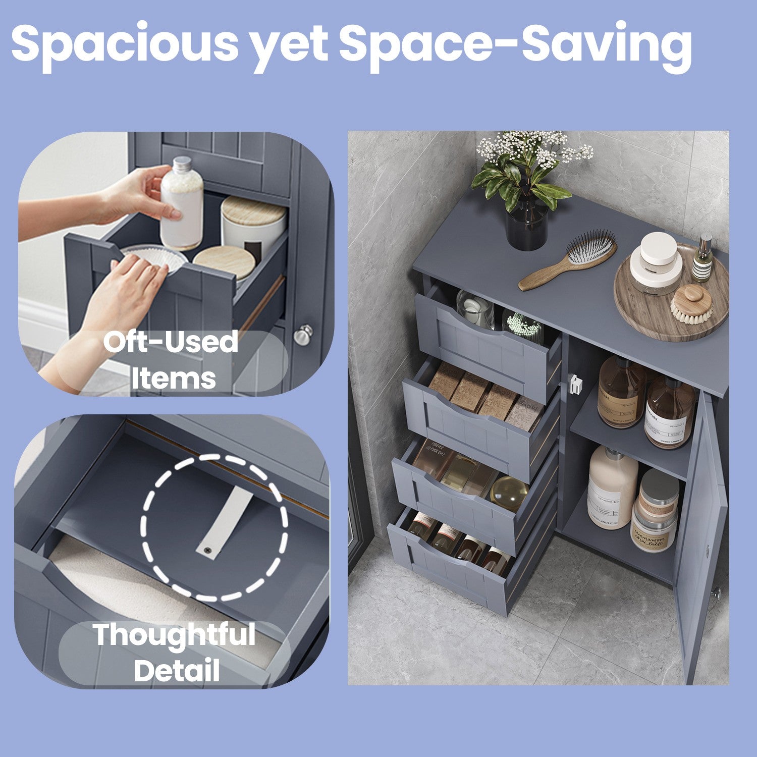 Bathroom Floor Storage Cabinet, Bathroom Storage Unit with 4 Drawers - image 25