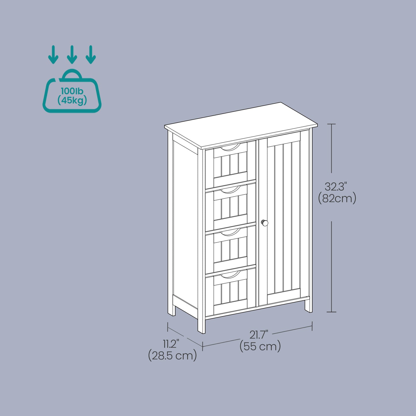 Bathroom Floor Storage Cabinet, Bathroom Storage Unit with 4 Drawers - image 26