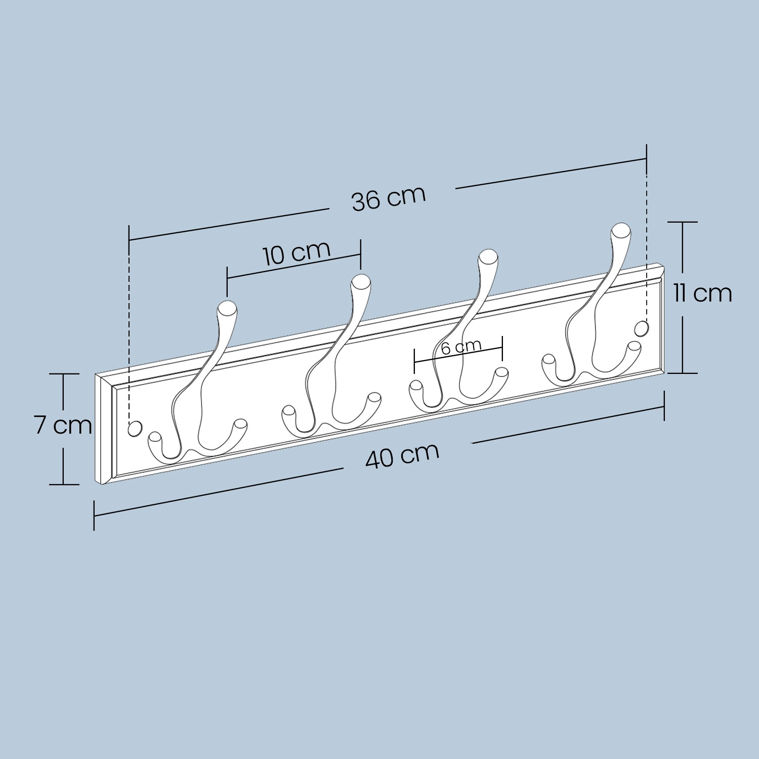 Wall Mounted Coat Hooks, White - image 3