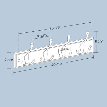 Wall Mounted Coat Hooks, White - image 3