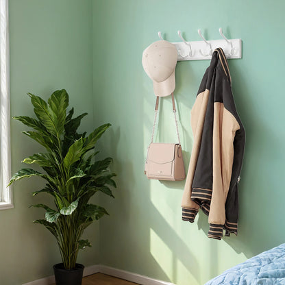 Wall Mounted Coat Hooks, White - image 6