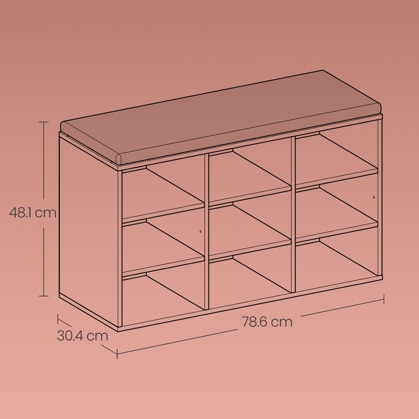 Shoe Bench, Storage Bench with Padded Seat, 9 Compartments - image 13