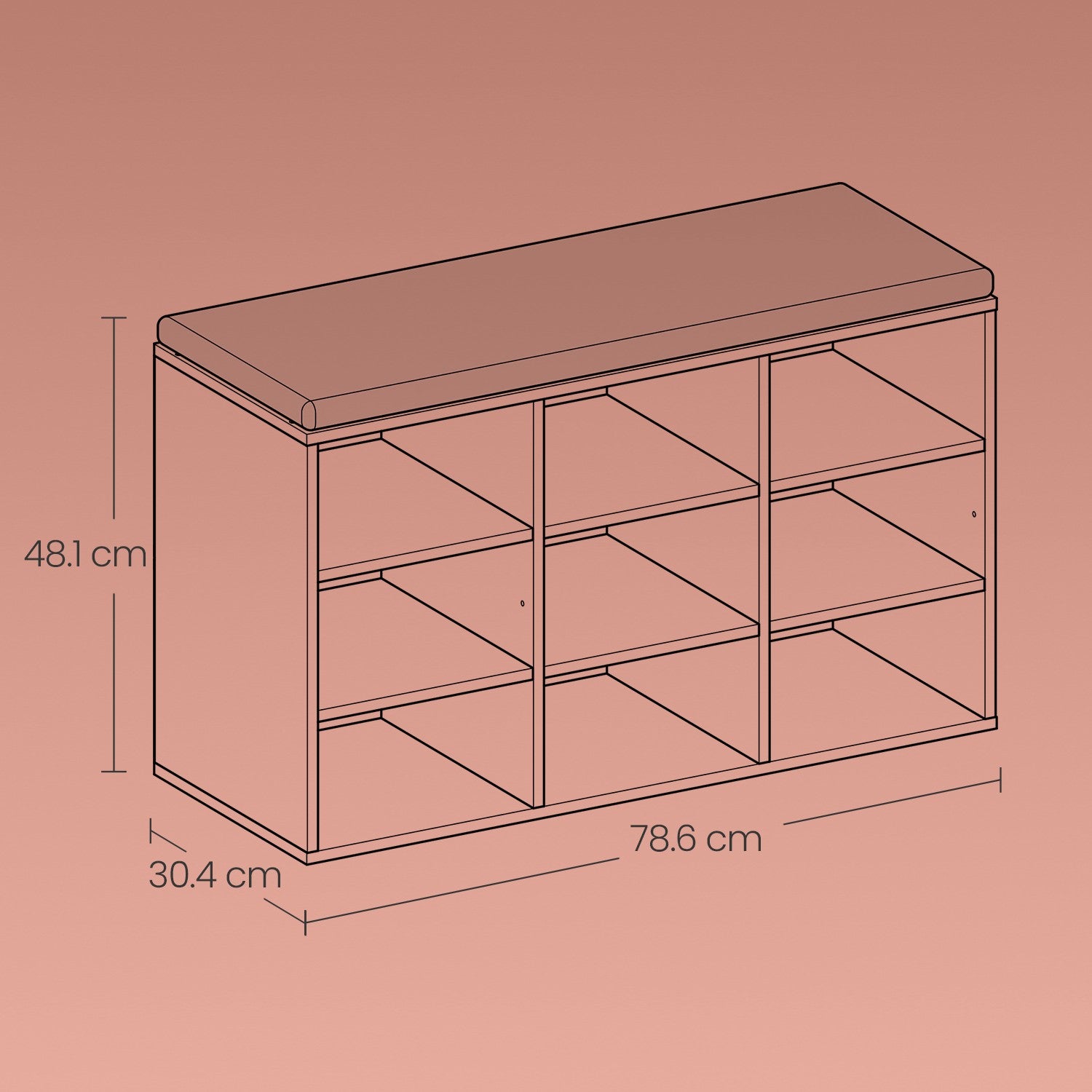 Shoe Bench, Storage Bench with Padded Seat, 9 Compartments - image 13