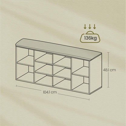 Shoe Bench, Storage Bench with Padded Seat, 9 Compartments - image 22