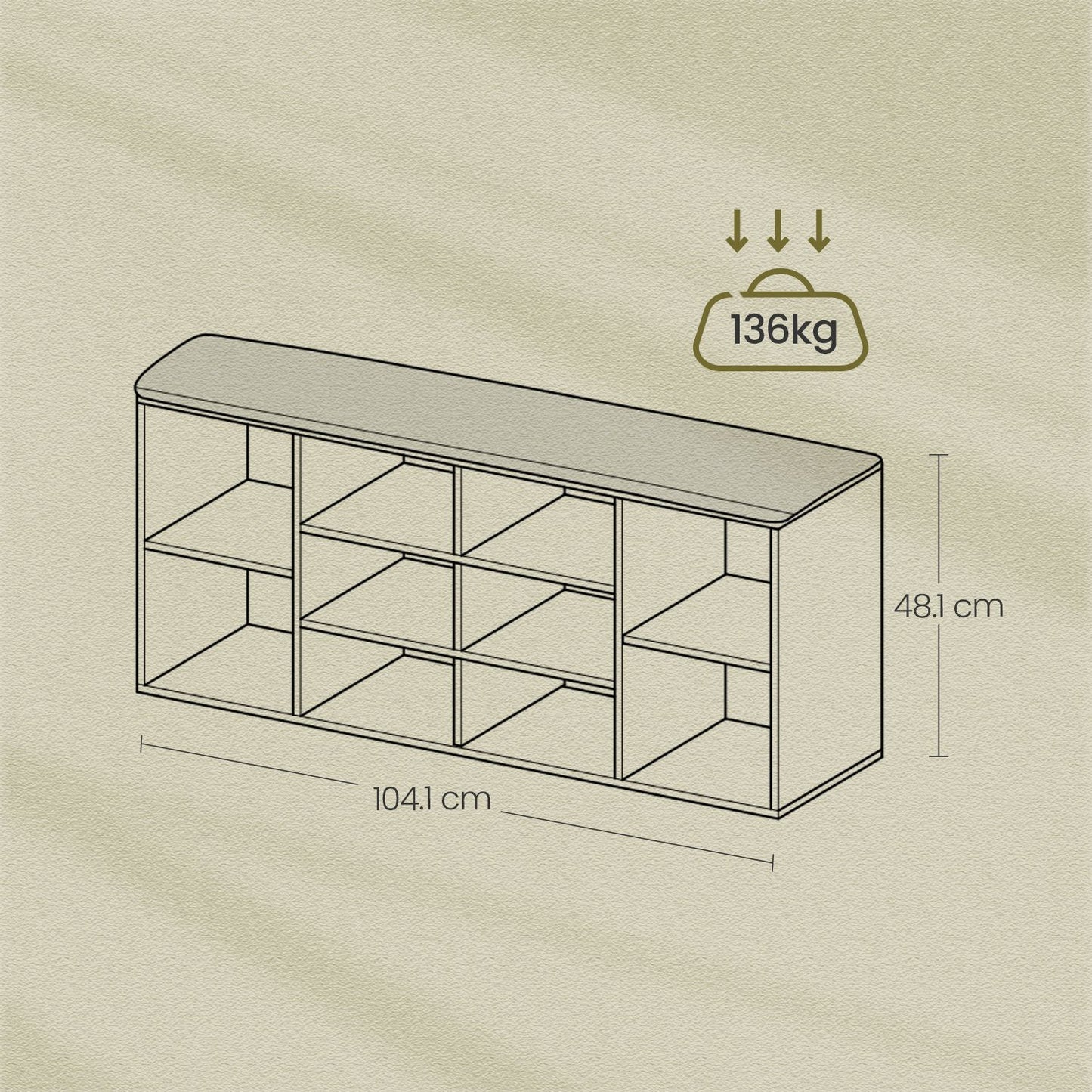 Shoe Bench, Storage Bench with Padded Seat, 9 Compartments - image 17