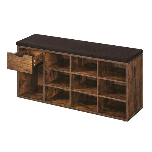 Shoe Bench with Drawer and Open Compartments - image 1