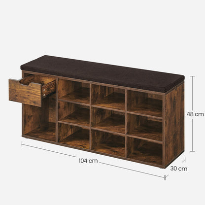 Shoe Bench with Drawer and Open Compartments - image 8