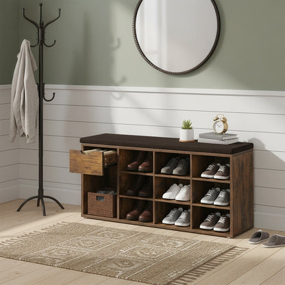 Shoe Bench with Drawer and Open Compartments - image 9