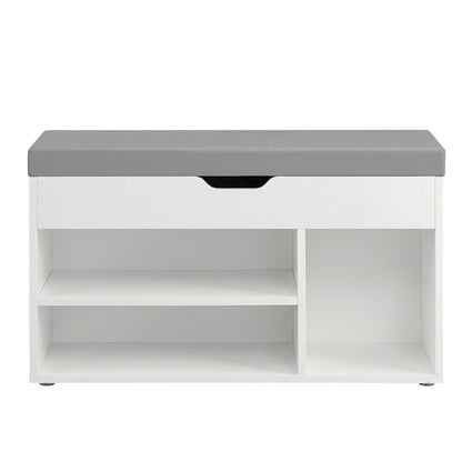 Entryway Storage Bench with Shelves, Cushioned Shoe Organiser, Hidden Compartment, Bedroom, Hallway, Brown - image 24