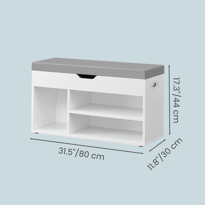 Entryway Storage Bench with Shelves, Cushioned Shoe Organiser, Hidden Compartment, Bedroom, Hallway, Brown - image 26