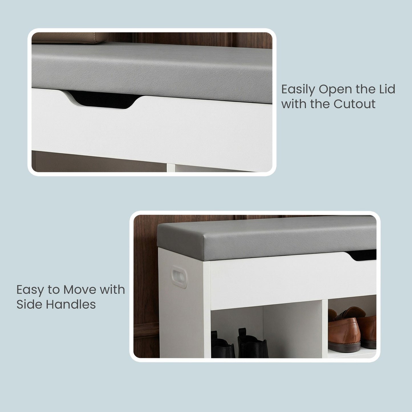 Entryway Storage Bench with Shelves, Cushioned Shoe Organiser, Hidden Compartment, Bedroom, Hallway, Brown - image 29