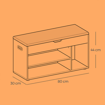 Entryway Storage Bench with Shelves, Cushioned Shoe Organiser, Hidden Compartment, Bedroom, Hallway, Brown - image 23