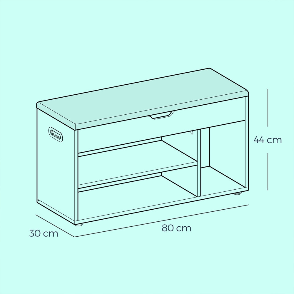 Entryway Storage Bench with Shelves, Cushioned Shoe Organiser, Hidden Compartment, Bedroom, Hallway, Brown - image 13