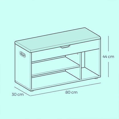 Entryway Storage Bench with Shelves, Cushioned Shoe Organiser, Hidden Compartment, Bedroom, Hallway, Brown - image 13