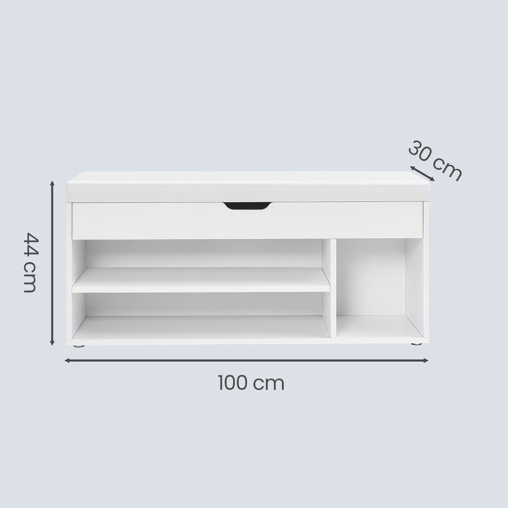 Entryway Storage Bench with Shelves, Cushioned Shoe Organiser, Hidden Compartment, Bedroom, Hallway, Brown - image 14