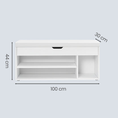 Entryway Storage Bench with Shelves, Cushioned Shoe Organiser, Hidden Compartment, Bedroom, Hallway, Brown - image 14