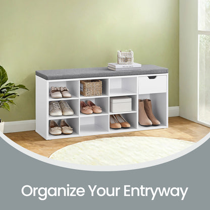 Shoe Bench with Drawer and Open Compartments - image 15